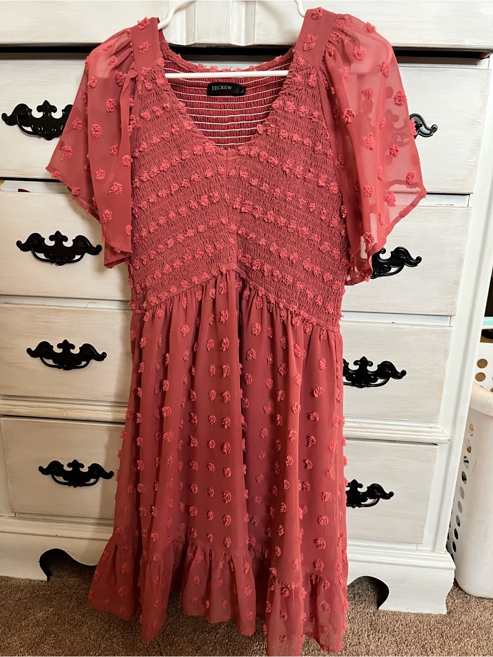 Mauve Textured Short Sleeve Dress
